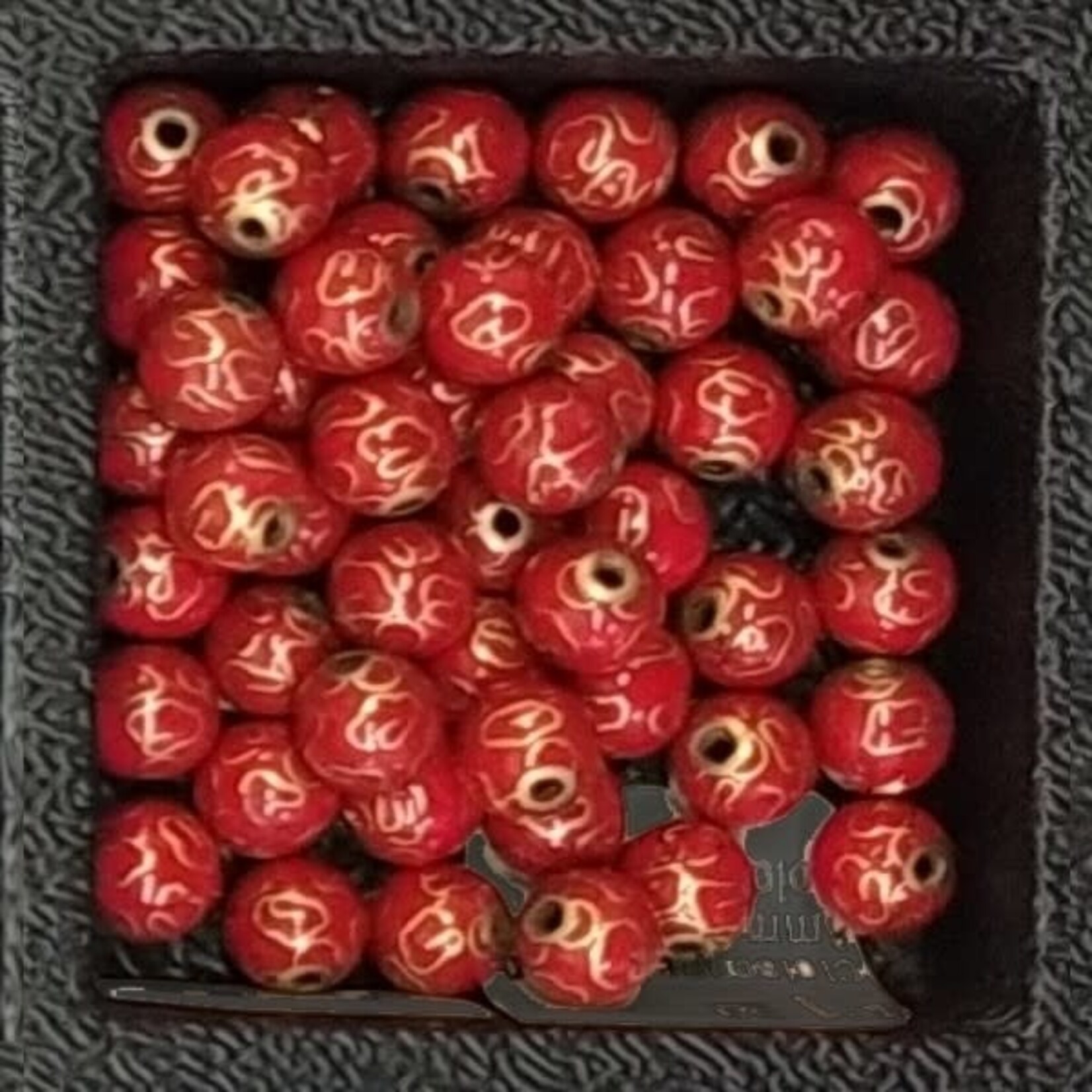 Cloisonne Round  8mm Red with Gold Bead