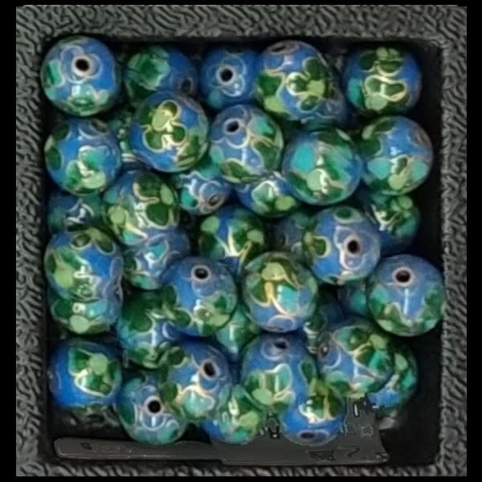 Cloisonne Round 10mm Bead - Blue & Green