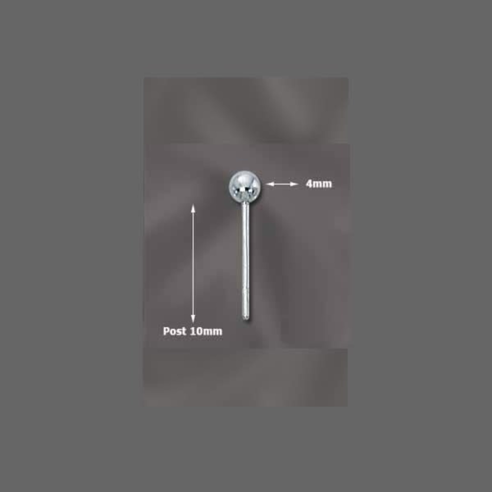 Sterling Silver 4mm Ball Post Earring (no loop) - Pair