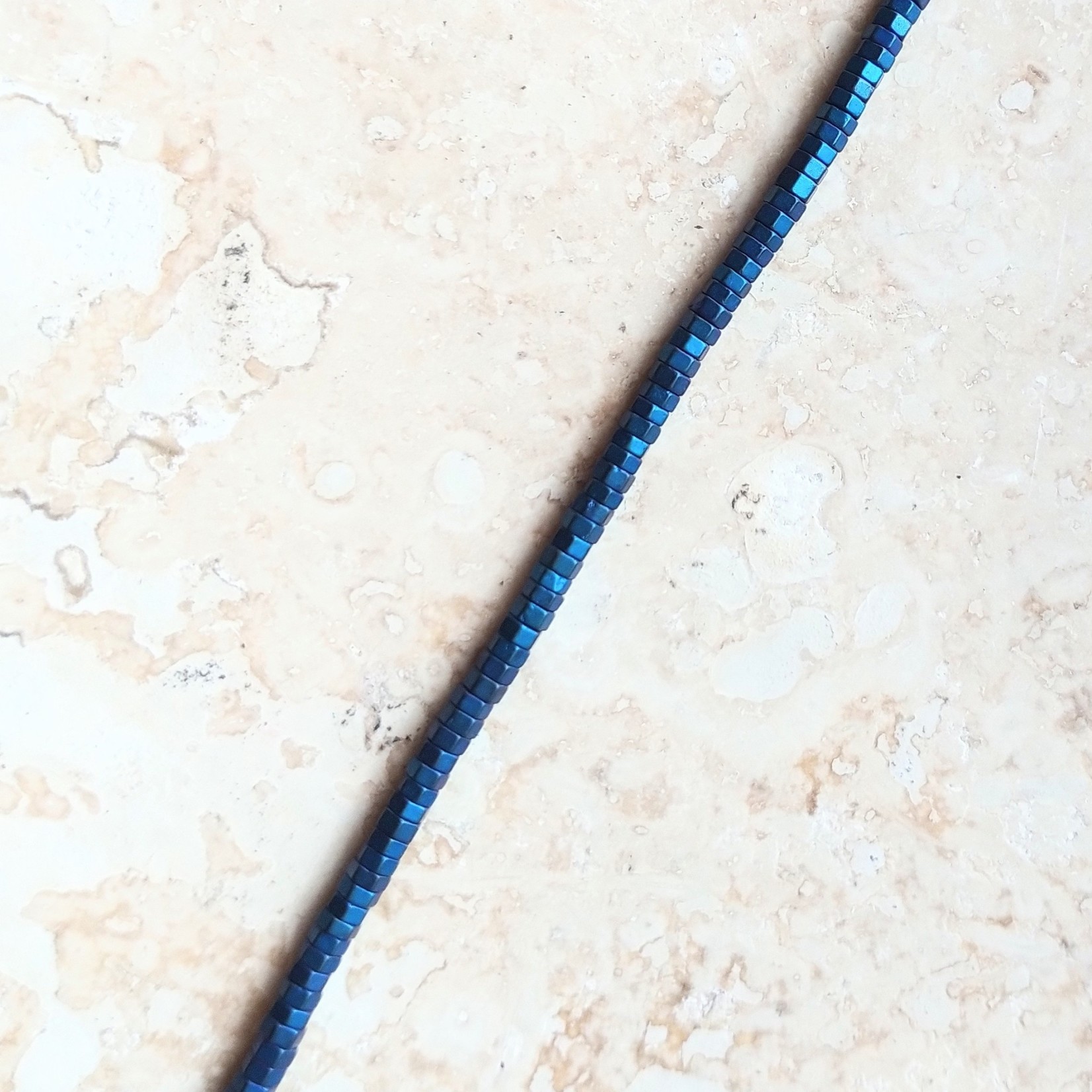 Hematite  1x2mm Matte Blue Bead Strand