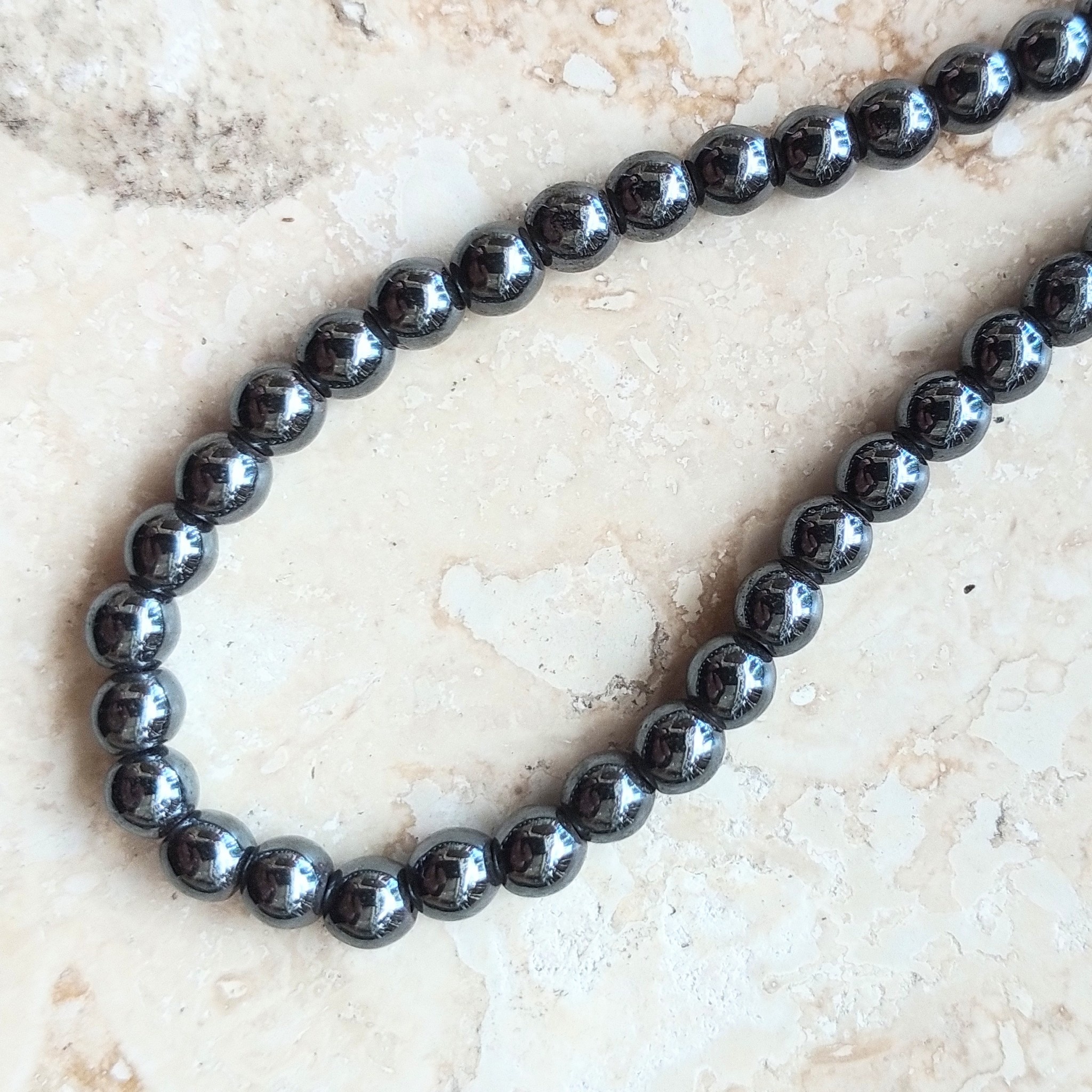 Small round 4 mm cabochons - Hematite x5 - Perles & Co