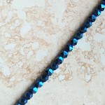 Hematite  3mm Blue Dodecahedron Bead Strand