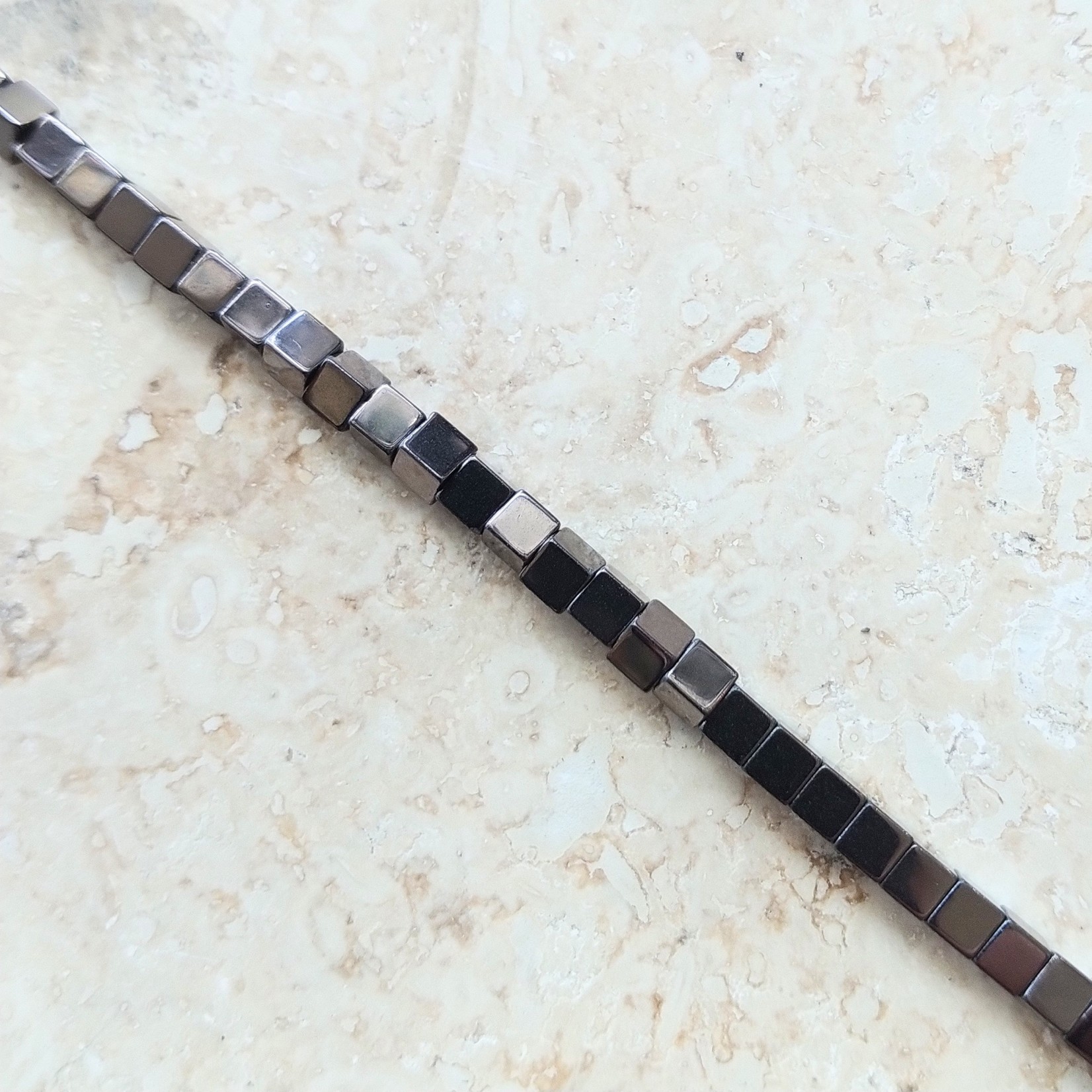 Hematite  3mm Cube Brown Bead Strand