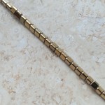 Hematite  2x3mm Triangle Gold Bead Strand