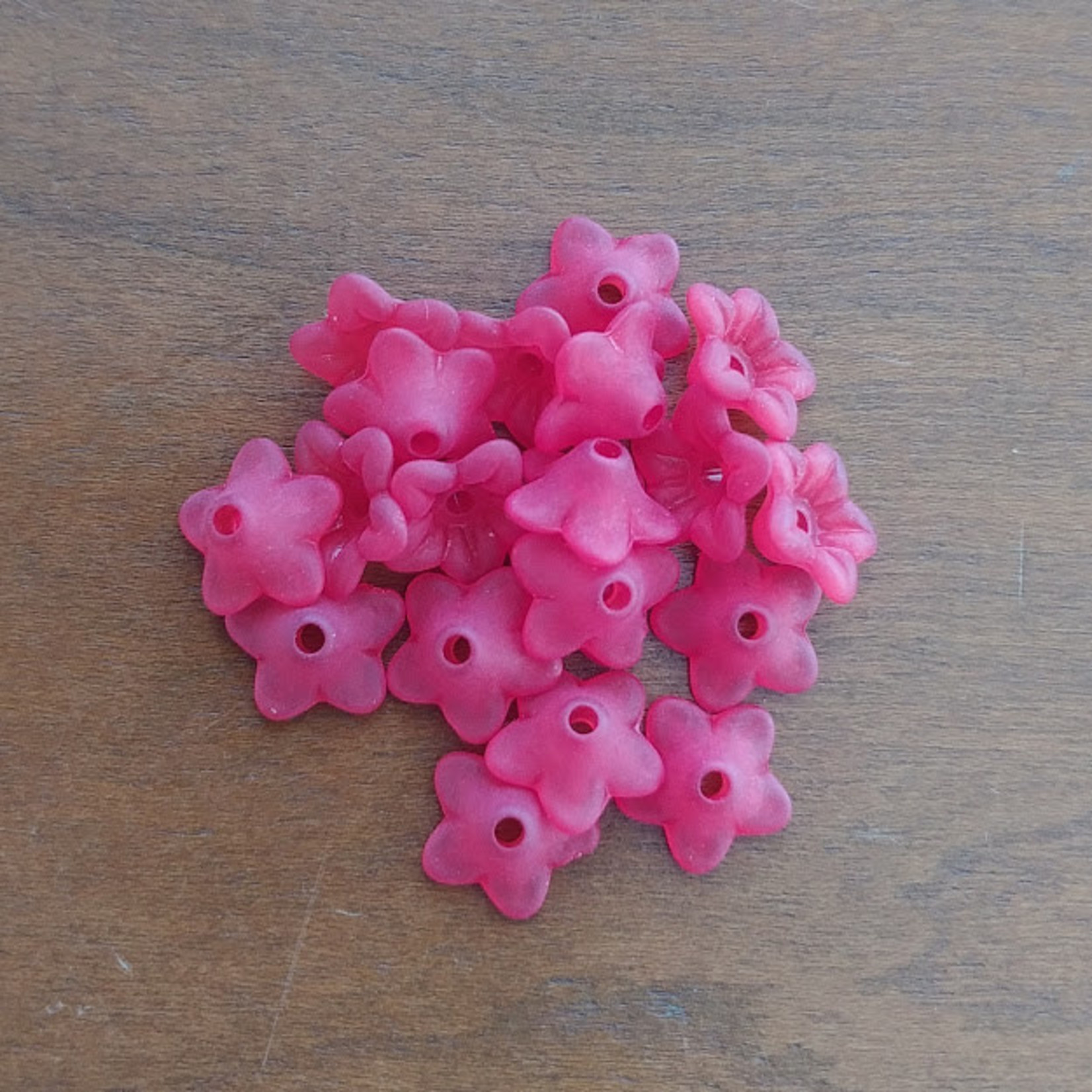 Lucite Flower Bead 10x4mm Dark Pink - 20 Pieces