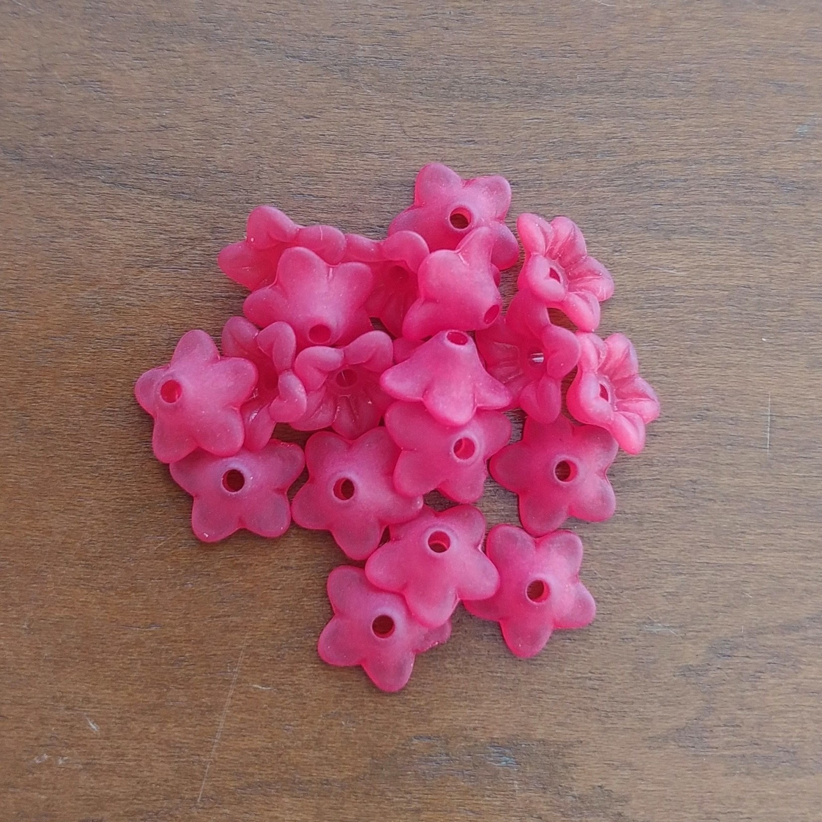 Lucite Flower Bead 10x4mm Red - 20 Pieces