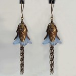 Bead Inspirations Lucite Trumpet Blue Chain Earrings