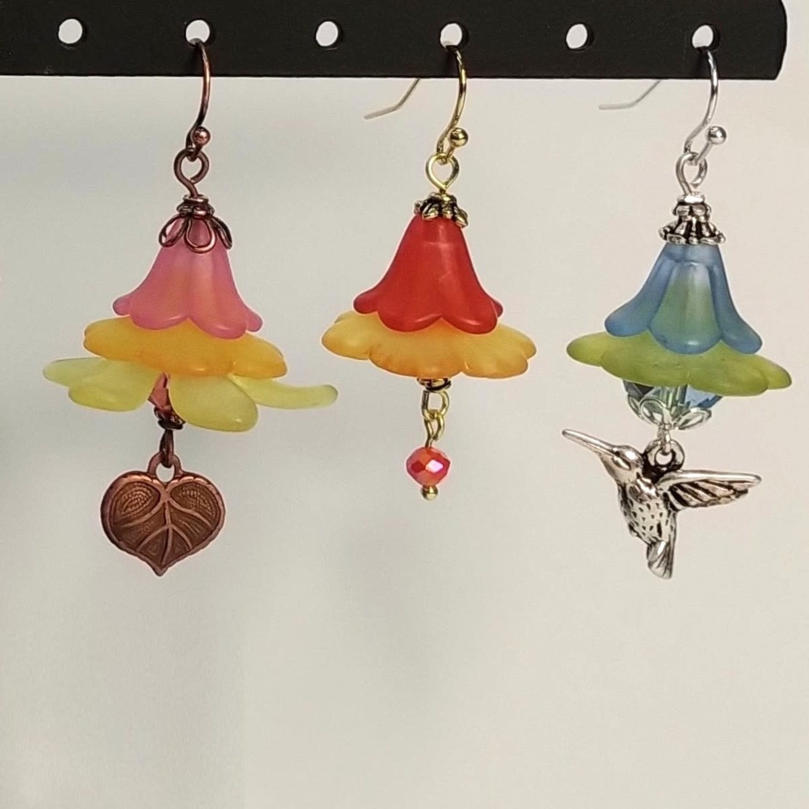 Bead Inspirations Lucite Hummingbird Blossom Earrings