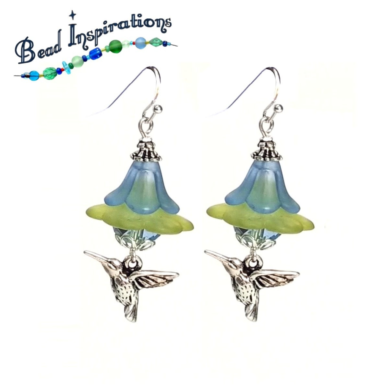 Bead Inspirations Lucite Hummingbird Blossom Earrings