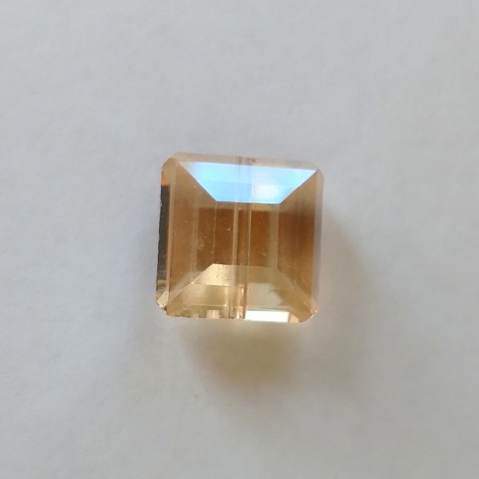 Faceted Crystal Square Golden Shadow Bead