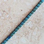 Hematite  3mm Rounded Flat Square Matte Green Bead Strand
