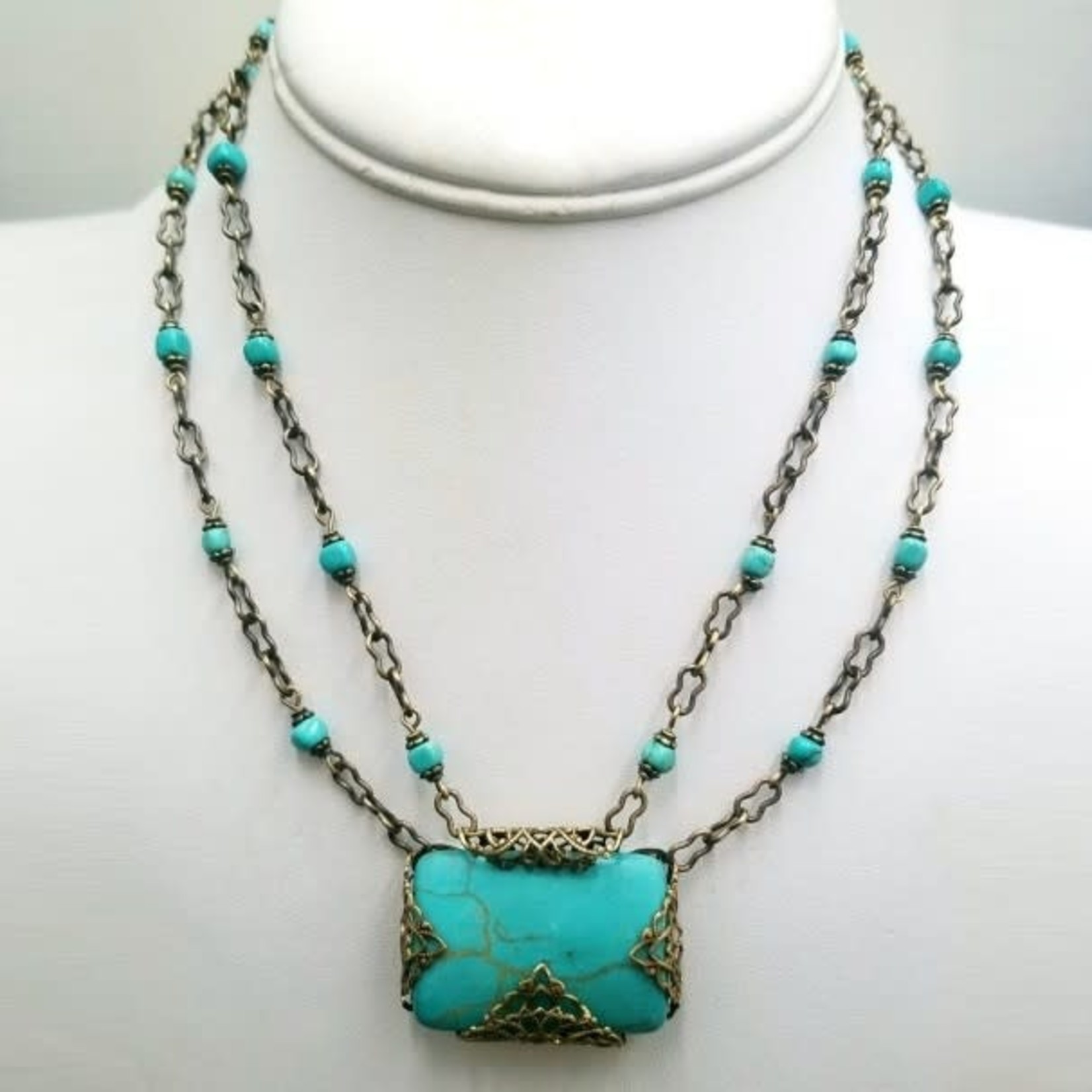 Turquoise Magnesite 35x24mm Rectangle Bead