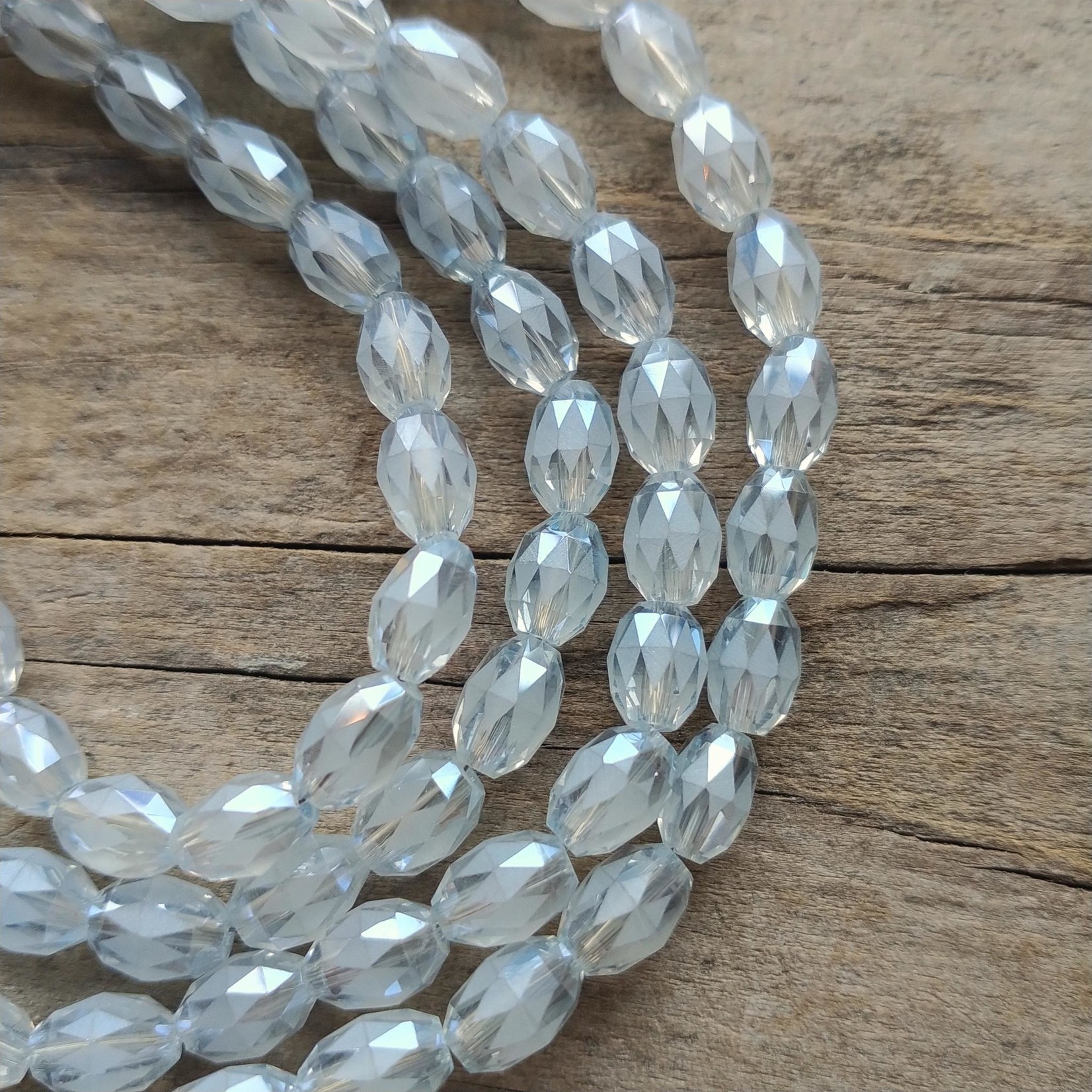 Faceted Crystal Oval  6x8mm Ice Gray Bead Strand of 20