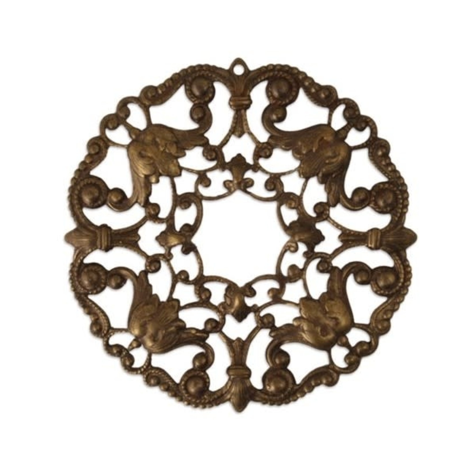 Vintaj Vintaj Brass Ornate Wreath Filigree with Hole
