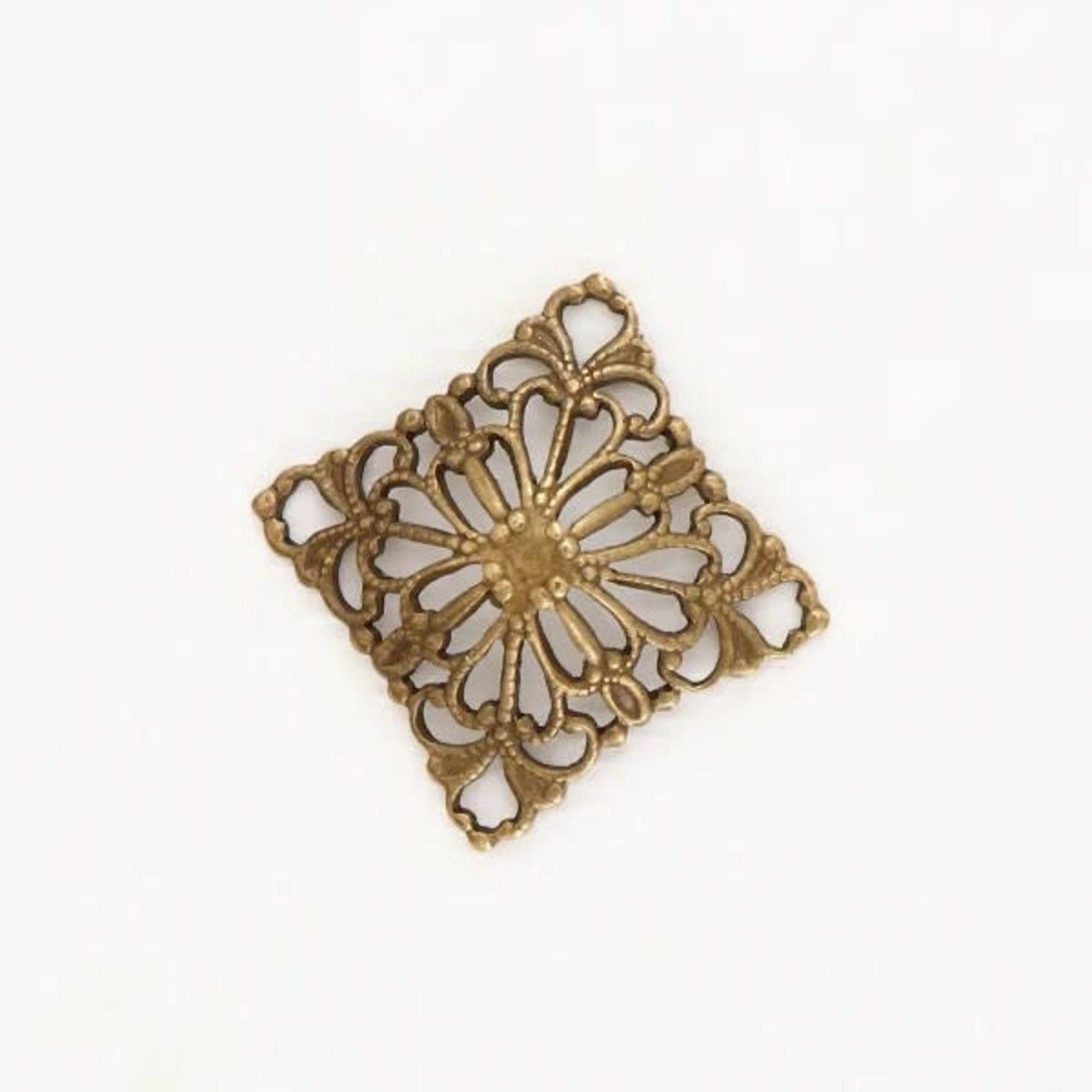 European Filigree Square 30mm Oxidized Brass (1