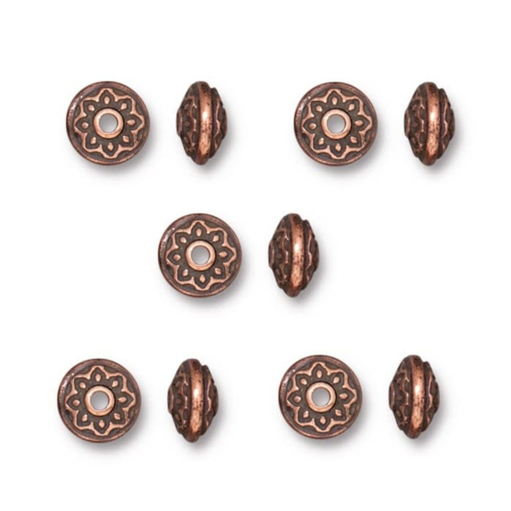 Lotus Spacer Bead Antique Copper Plated - 10 Pieces