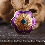 Cloisonne Open Flower Purple & Gold Bead