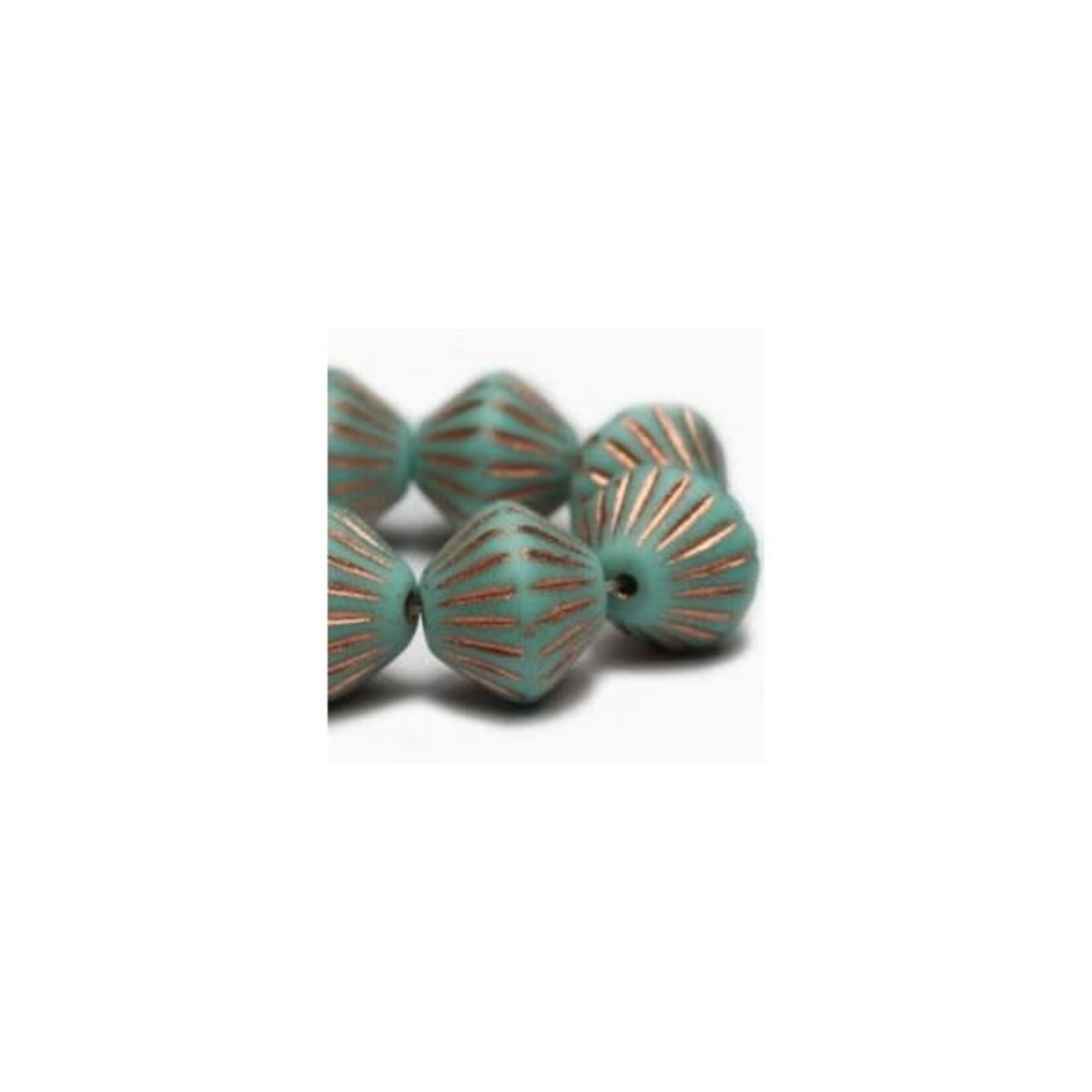 Tribal Bicone 11mm Tiffany Green w/ Copper Bead Strand