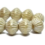 Tribal Bicone  9mm Large Hole Yellow Ivory w/ Silver Bead Strand