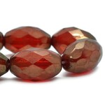 Czech Glass Faceted Oval 8x12mm Ruby Red Gold Luster Bead Strand