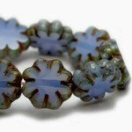 Czech Glass Cactus Flower 9mm Cornflower Blue Bead Strand
