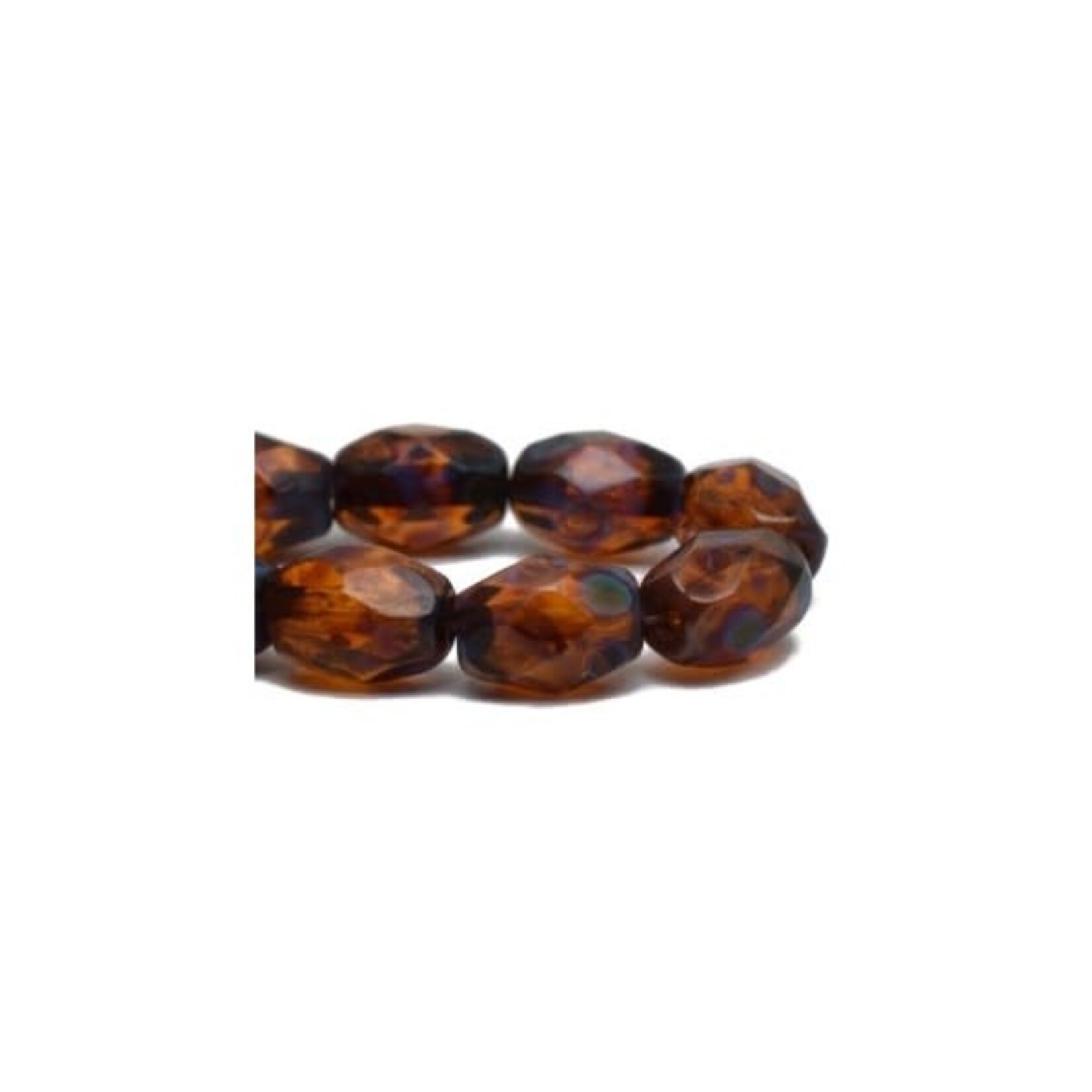 Czech Glass Faceted Oval 7x5mm Amber Picasso Bead Strand