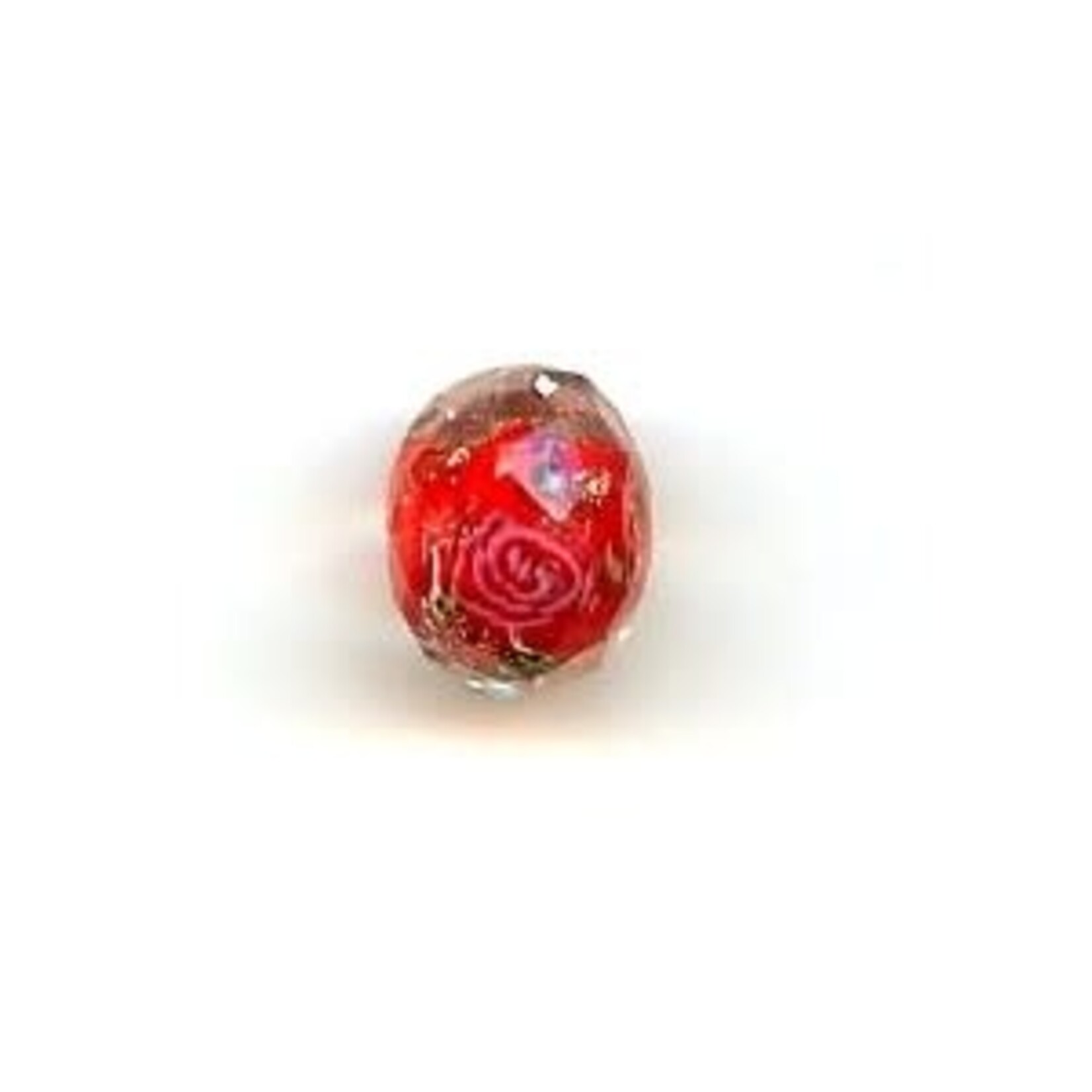 Red Rose Faceted Lampwork Glass 9x12mm Bead