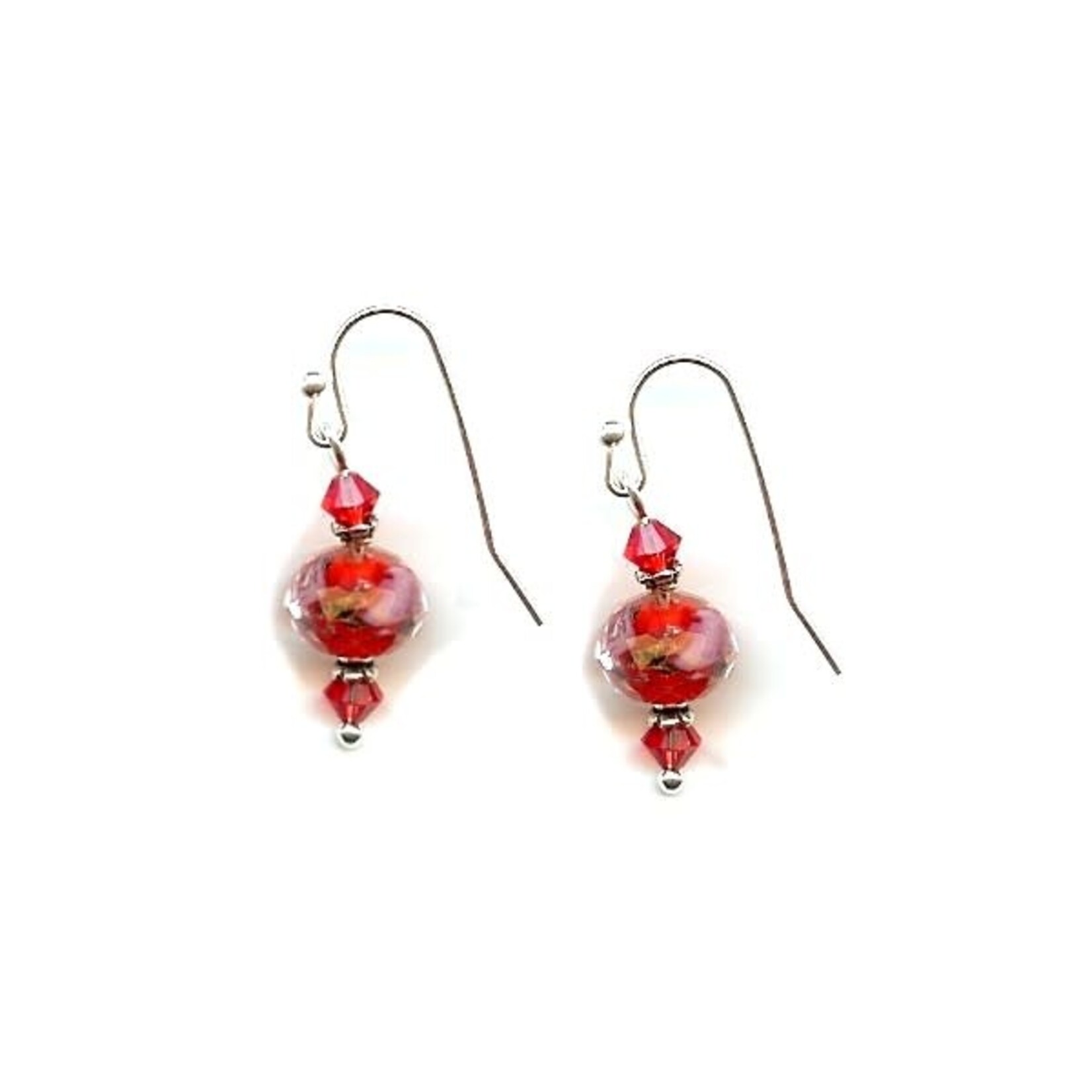 Red Rose Faceted Lampwork Glass 6x10mm Bead