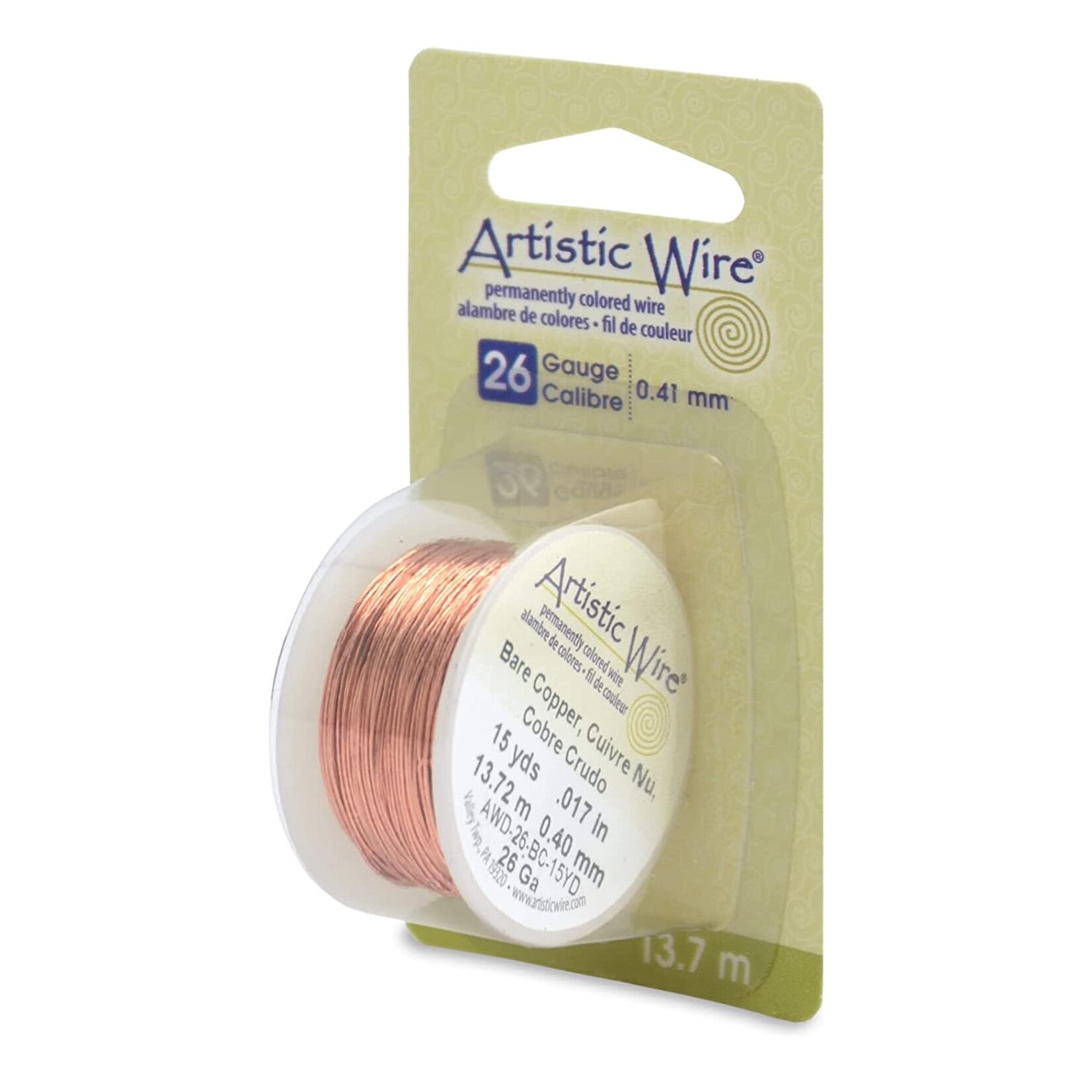 Artistic Wire Artistic Wire Copper, Bare, 26 Gauge, 15 Yard Spool