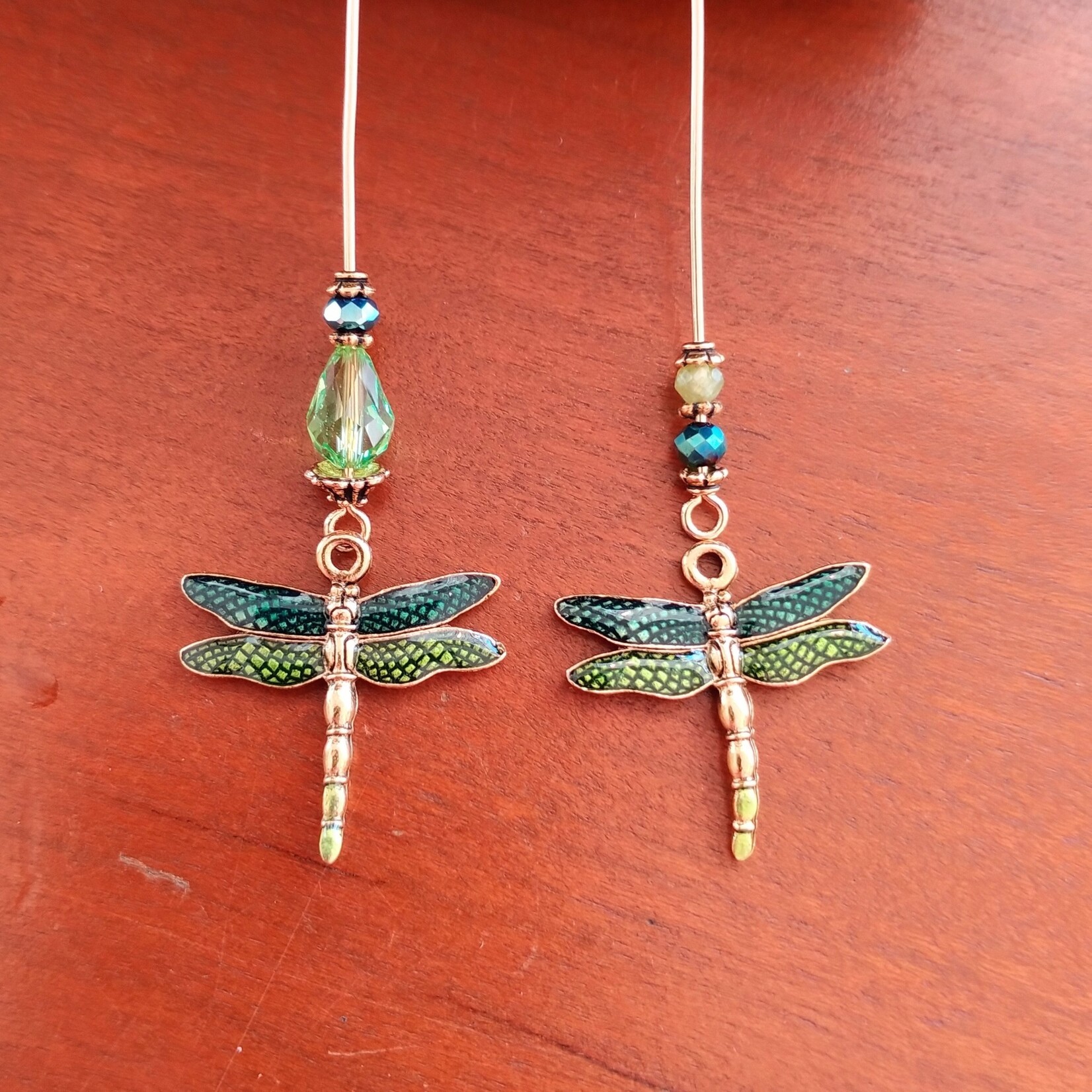 Enameled Blue & Green Dragonfly Gold Plated Charm