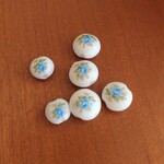 Ceramic Lentil with Blue Rose 10mm Bead