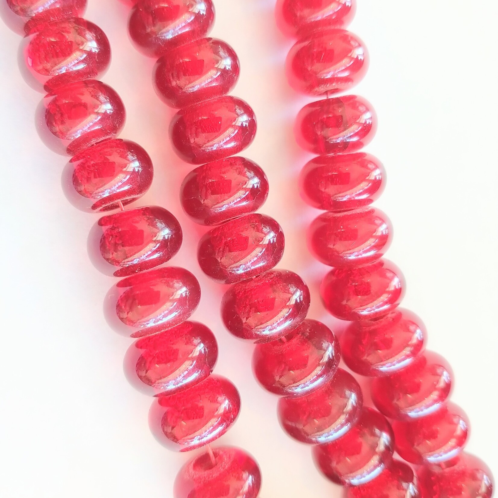 Red Lampwork Glass 6x12mm Rondelle Bead Strand