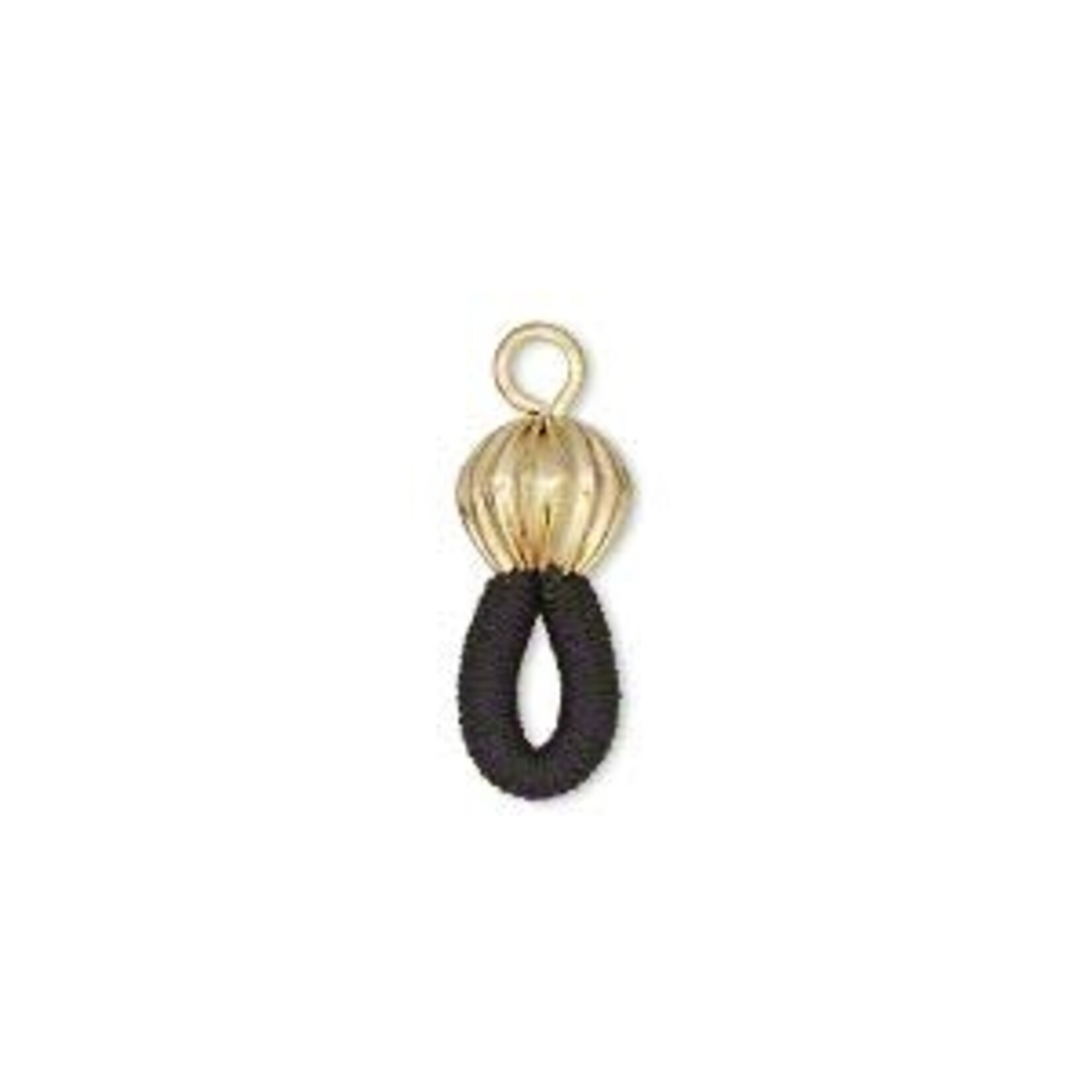 Eyeglass Holder Corded Gold Plated Black - Single