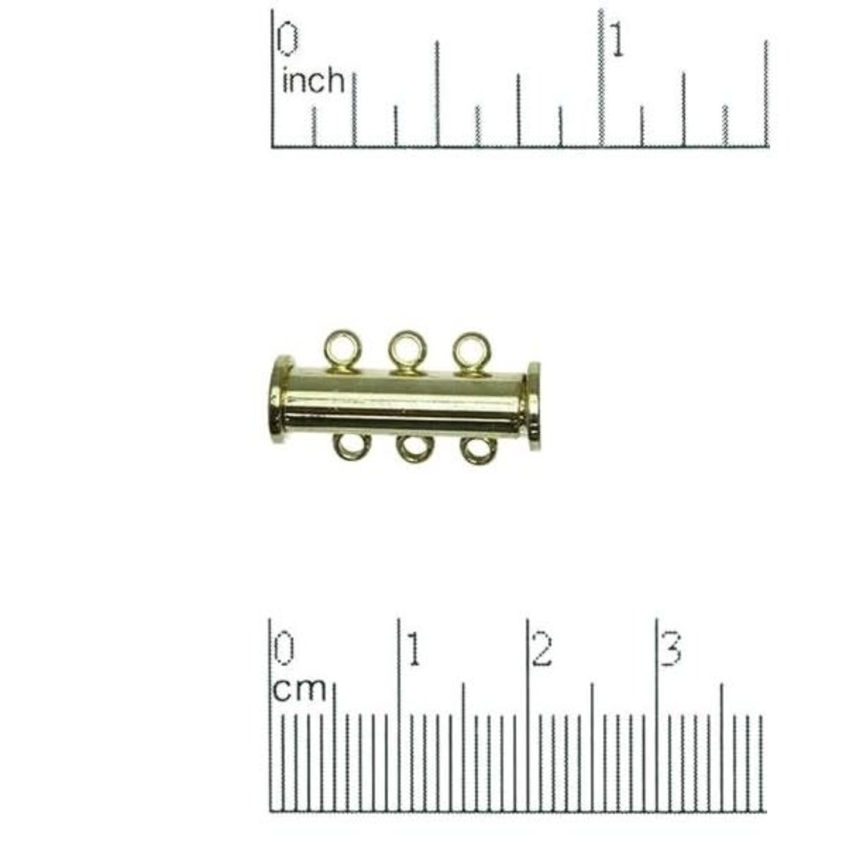 Magnetic 3-Strand Tube Clasp Nickel-Free Gold Plated