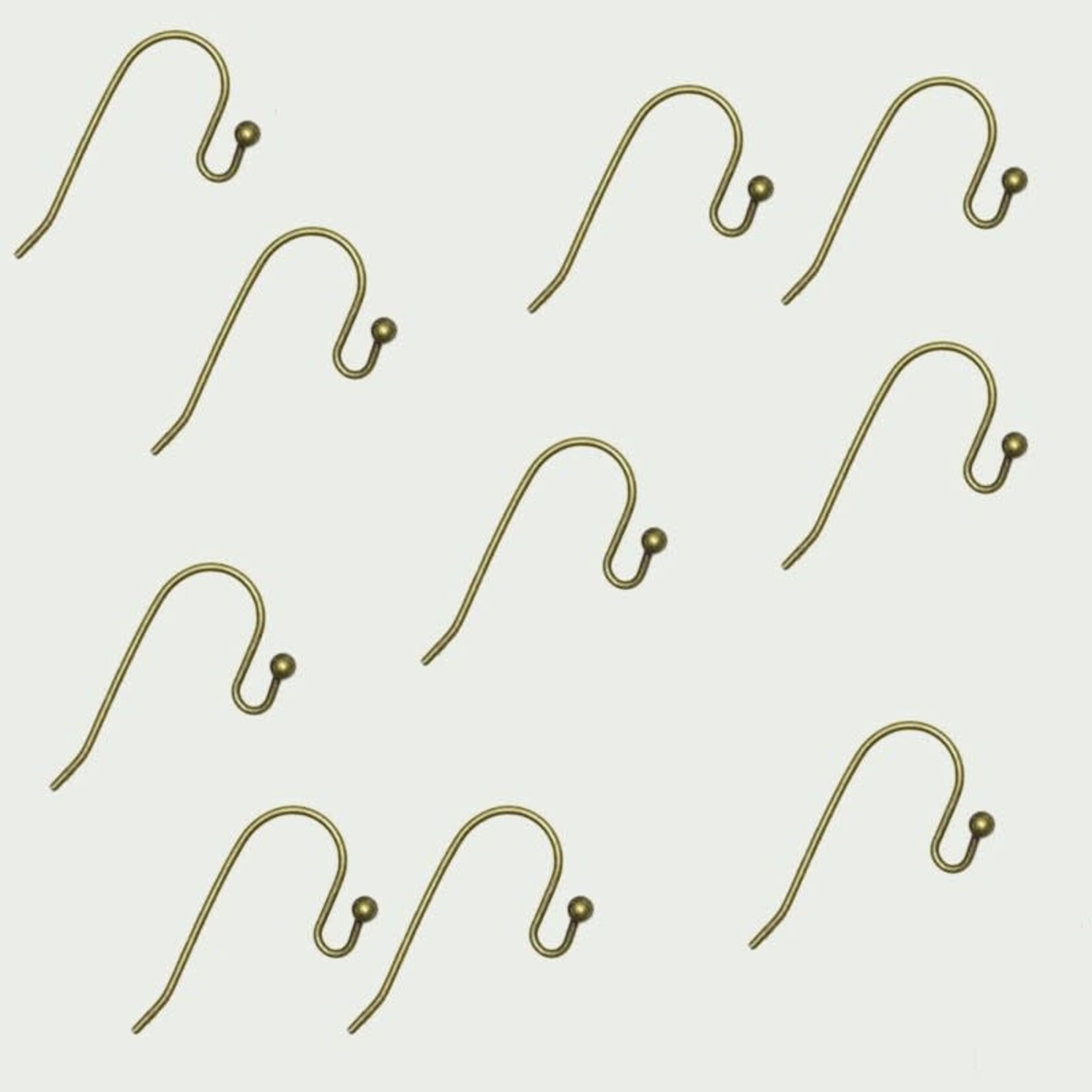 French Earwire Nickel-Free Antique Brass Plated - 10 pieces