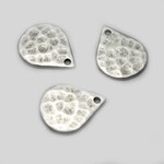 Hammered Drop Silver Plated Brass 10x13mm