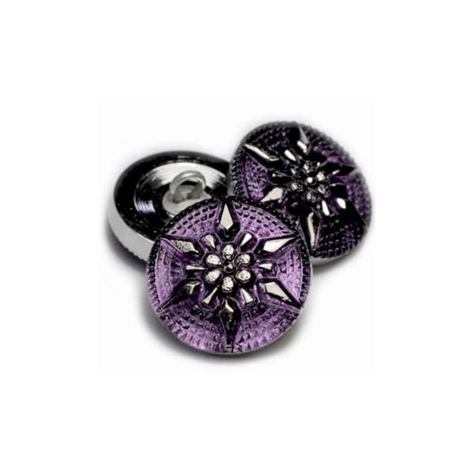 Czech Glass Button 18mm - Star Purple