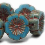 Hibiscus Flower 14mm  Pacific Blue with Picasso Finish