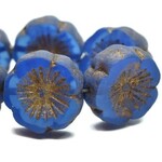 Hibiscus Flower 14mm Cornflower with an Etched Finish and Gold Wash