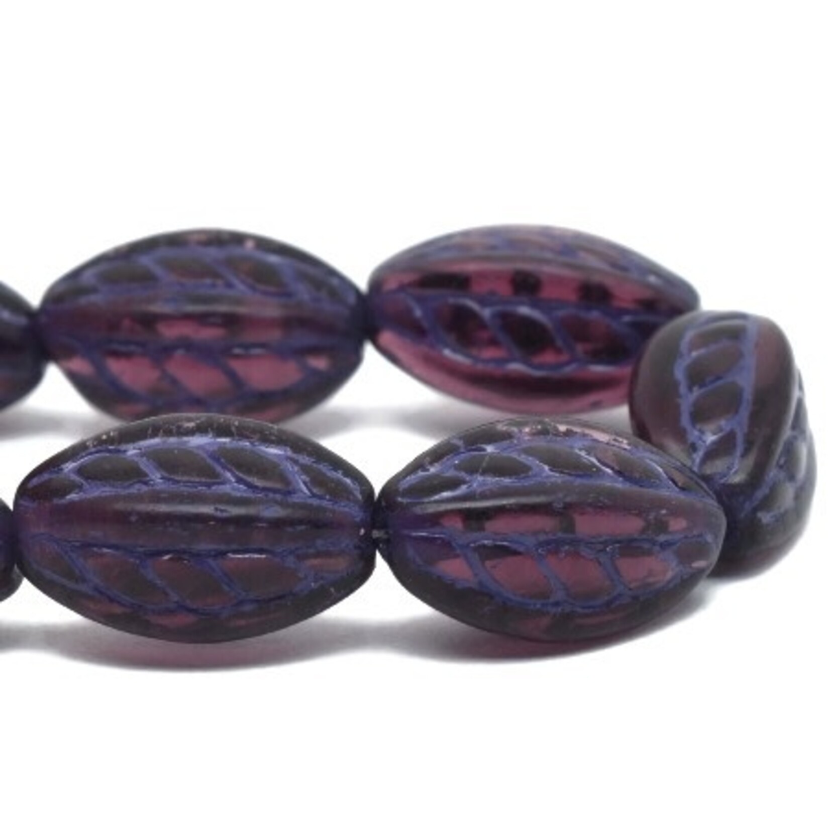 Twisted Oval 15x9mm Purple with Purple Wash