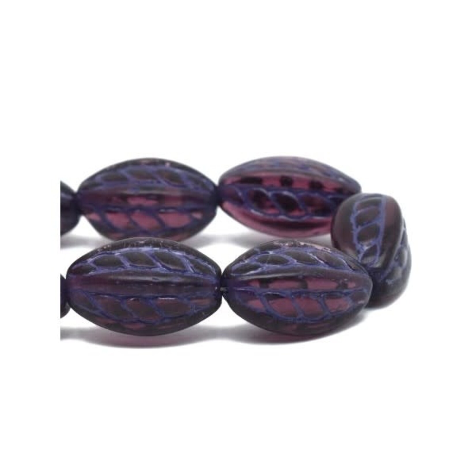 Twisted Oval 15x9mm Purple with Purple Wash