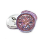 Czech Glass Button 18mm Star Purple w/ Copper