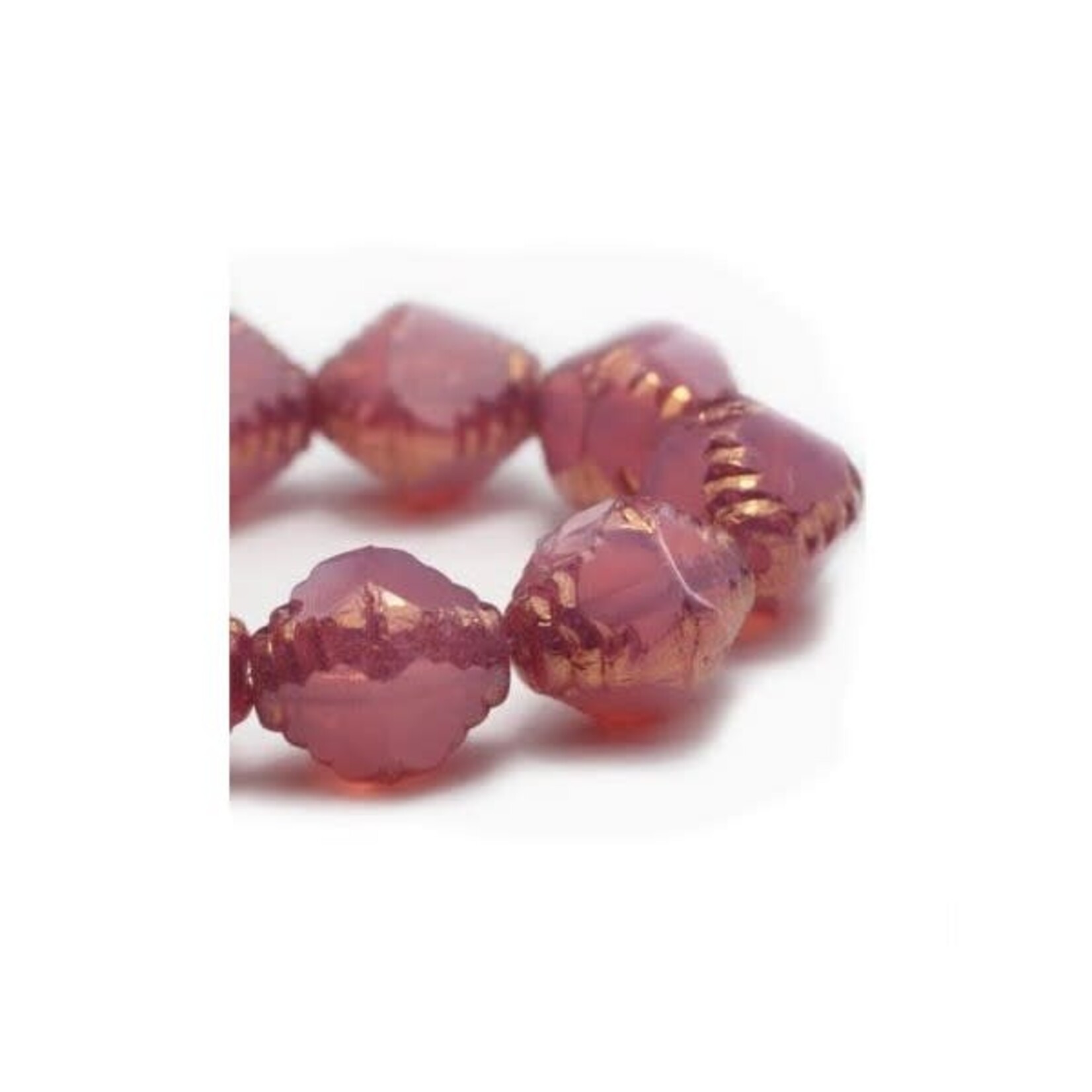 Czech Glass Bicone Faceted 10x8mm Dusty Rose Bead Strand
