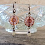 Peach Czech Flower Earrings - Ready to Wear
