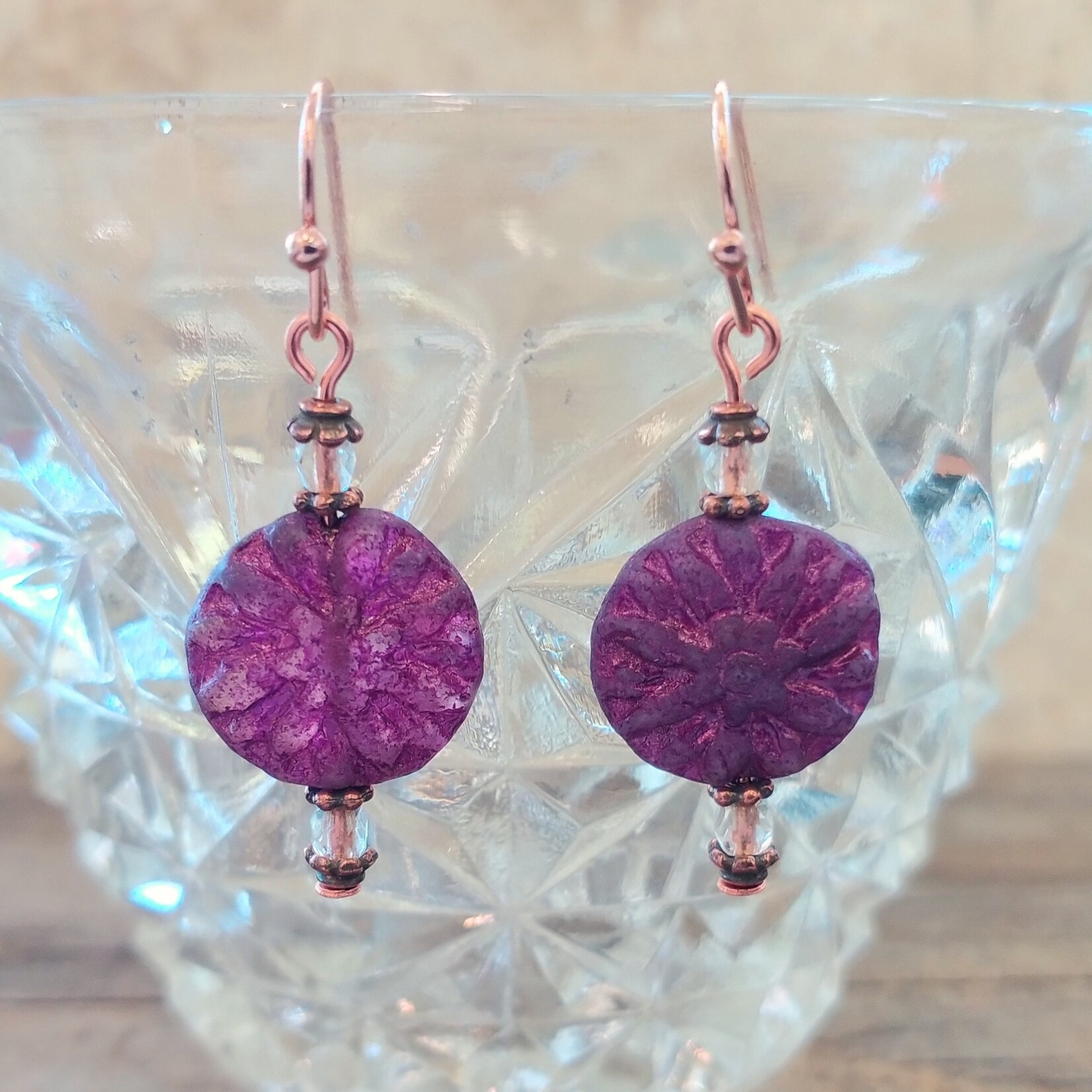 Dazzling Dahlia Purple Copper Earrings