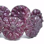 Czech Dahlia Flower 14mm Purple Pansy Gold Luster Metallic Pink Bead