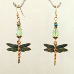 Bead Inspirations Vibrant Dragonfly Green/Gold Earrings