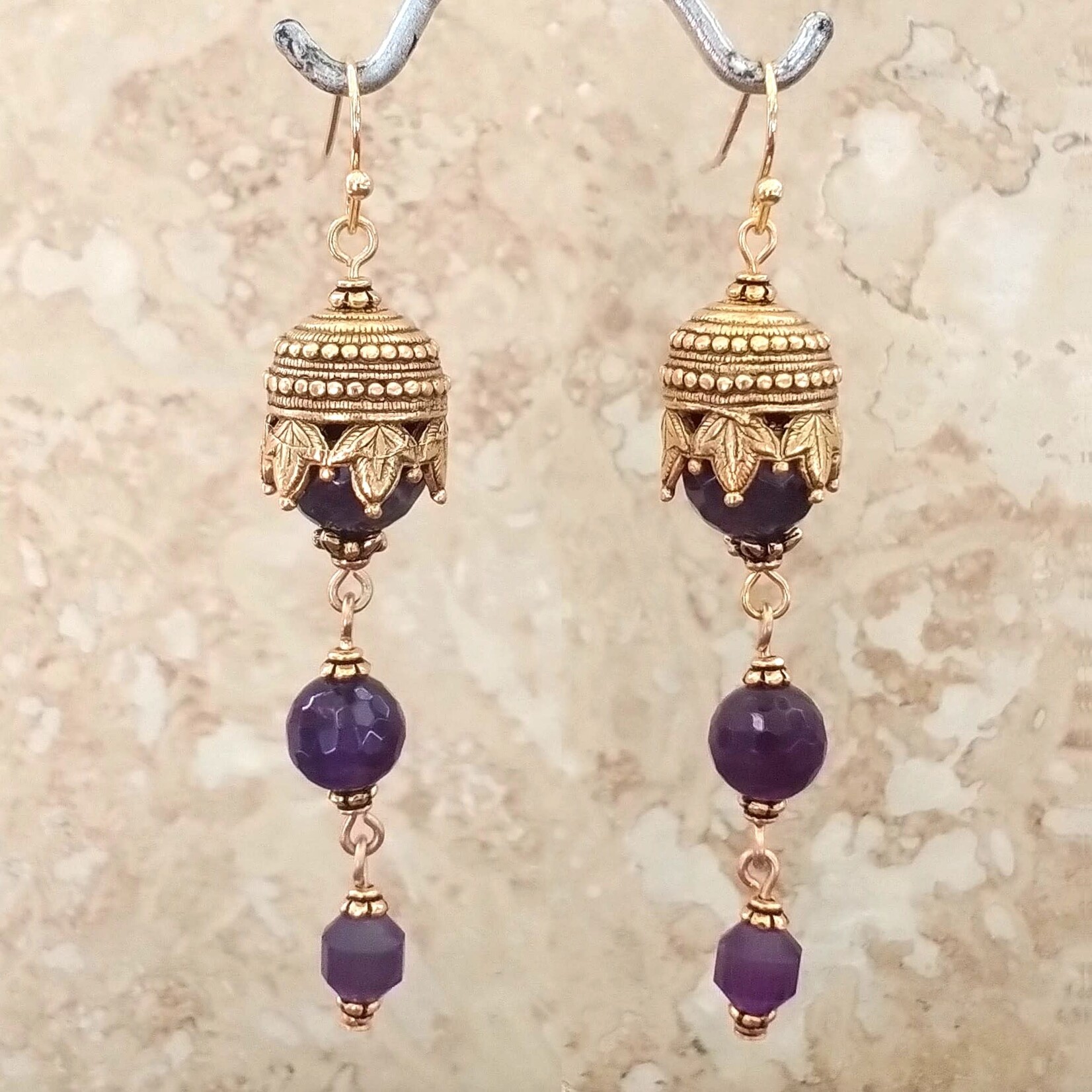 Bead Inspirations Majarajah Amethyst Earrings - Ready to Wear