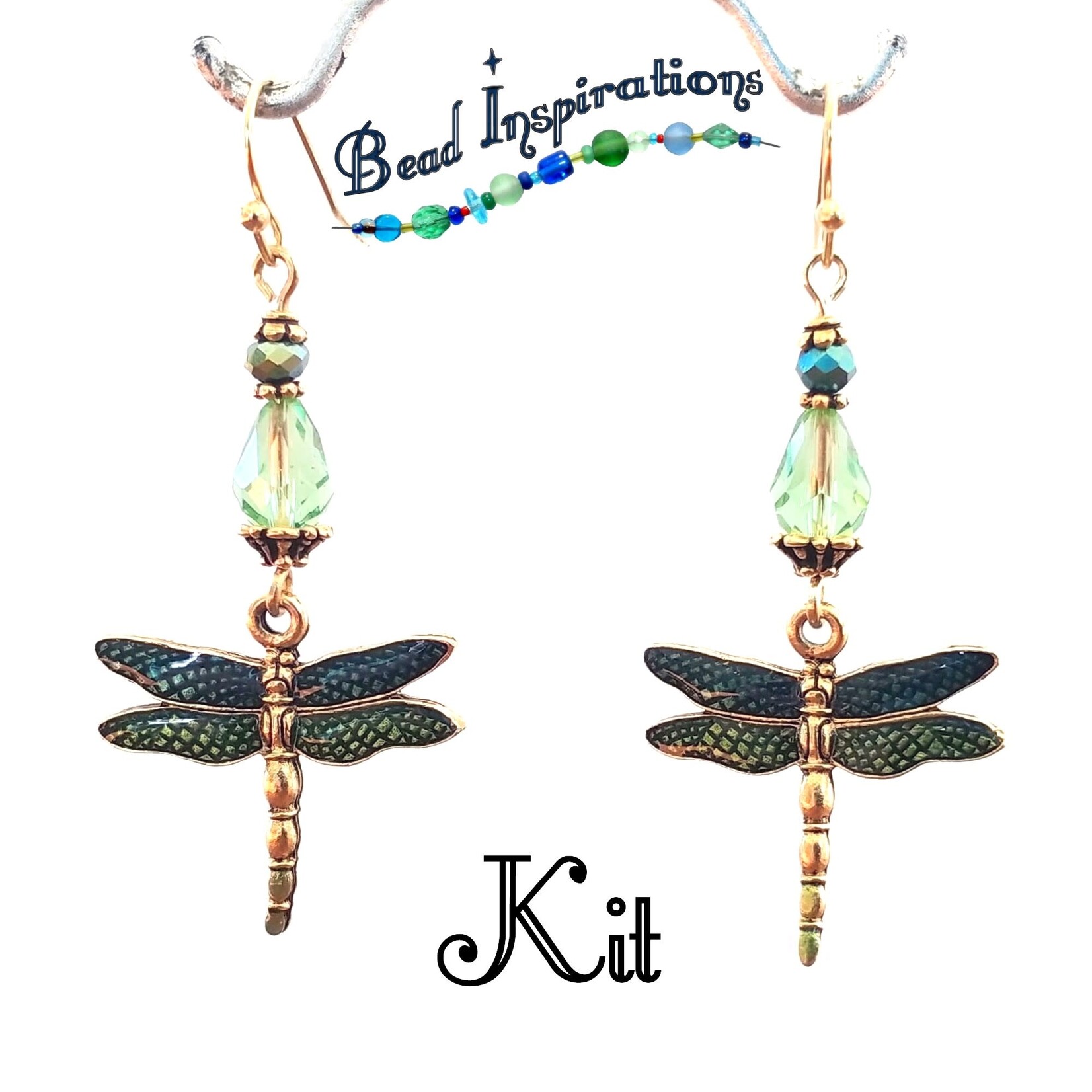 Bead Inspirations Vibrant Dragonfly Green/Gold Earring Kit