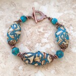 Turquoise Ribbon on Sand Copper Bracelet - Ready to Wear